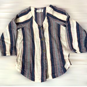 Cloth & Stone Anthropologie Top Womens XS Multicolor Stripe Button Up Blouse